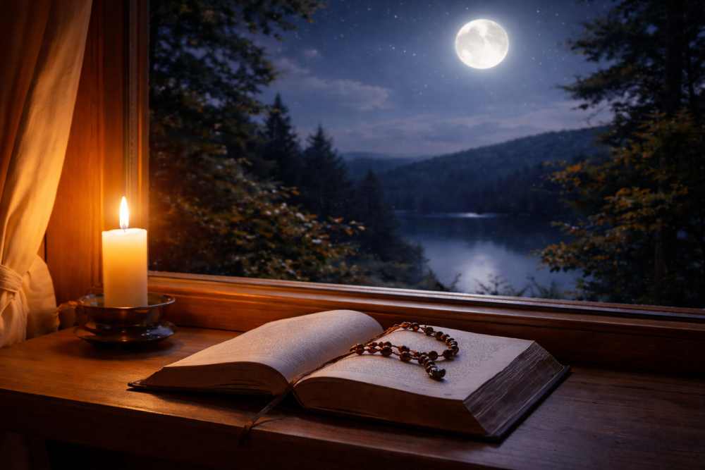 cielo nocturno tranquilo para oración de la noche católica